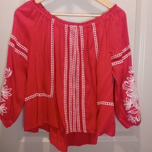 Listile red white embroidered design blouse